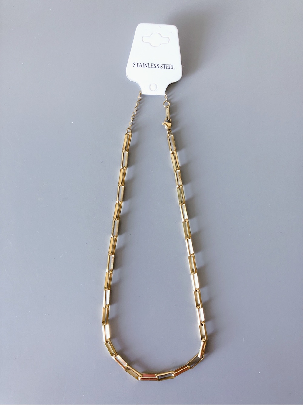Stainless Steel Paperclip Necklace Gold tone link Women’s Jewelry